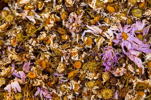 Muchas flores secas para té para agregar Mezcla de hierbas naturales antioxidantes