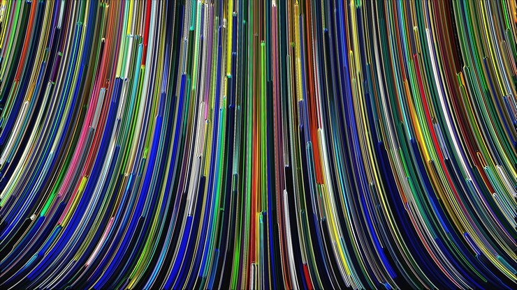 Foto muchas líneas verticales de banda brillante resumen la representación 3d del telón de fondo generado por computadora