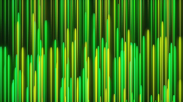 Muchas líneas verticales de luces de neón resumen telón de fondo generado por computadora 3D Render