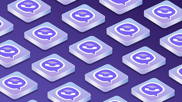 muchas plataformas con iconos de logotipo de red social viber 3d