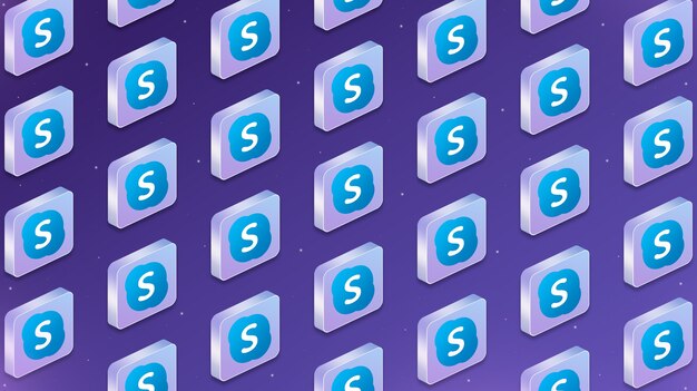 muchas plataformas con skype social network logo iconos 3d