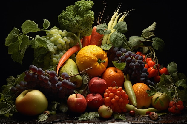 Muchas verduras y frutas Alimentación saludable