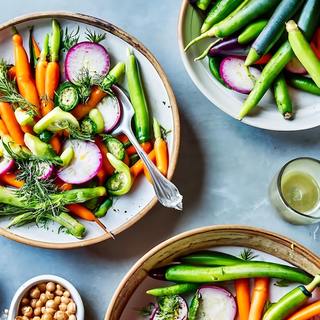 Muchas verduras en una mesa ai generativa