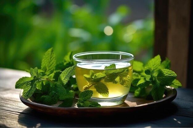 Mucho espacio para el texto Té de menta fresca