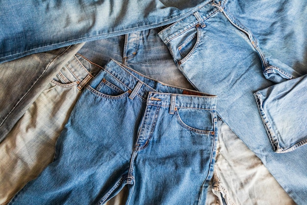 Muchos antecedentes de mezclilla azul jeans