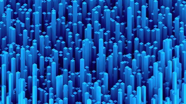 Muchos bloques rectangulares abstractos Ilusión óptica Fondo de renderizado 3D generado por computadora moderna