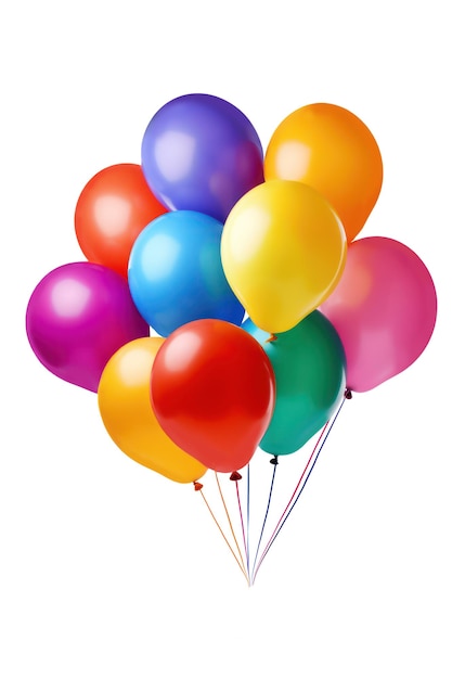 Muchos globos de colores aislados sobre fondo blanco ai generativo