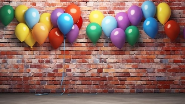 Foto muchos globos coloridos decoraron la pared como fondo