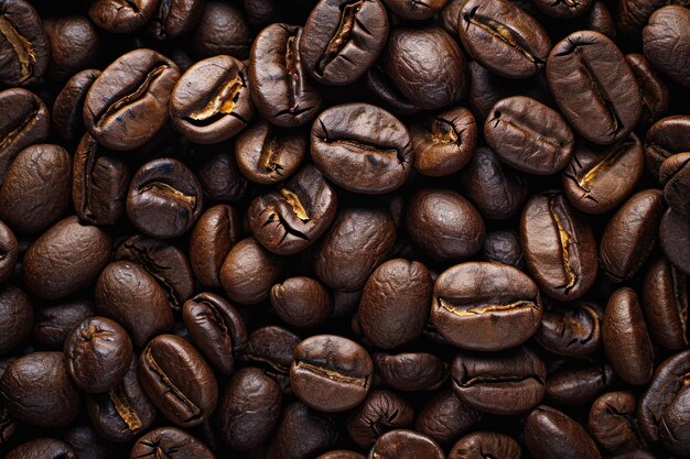 muchos granos de café tirados al suelo