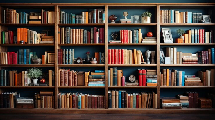 Muchos libros en una biblioteca generativa ai