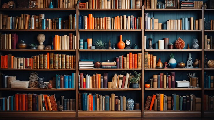 Muchos libros en una biblioteca generativa ai