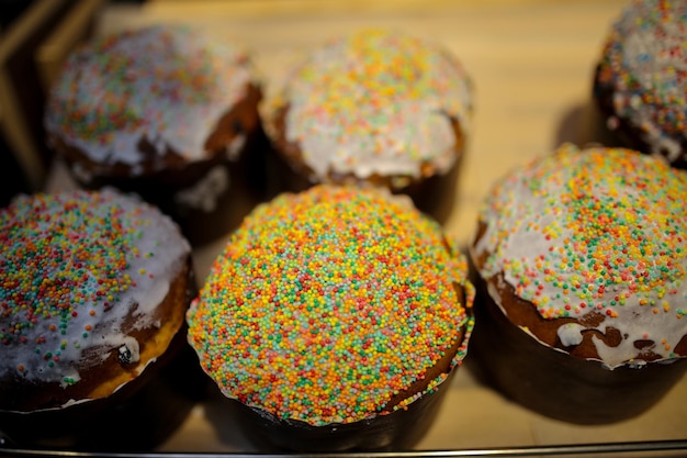 muchos pasteles de Pascua Pasteles de Pascua Pan de Pascua Kulich Paska tradicional ucraniano