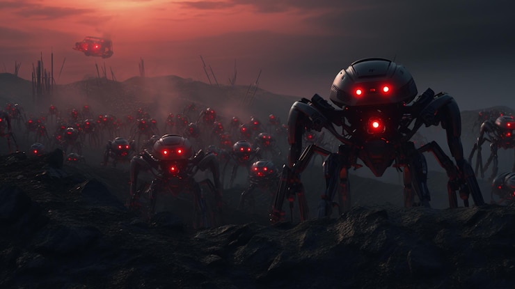 Foto muchos robots del futuro