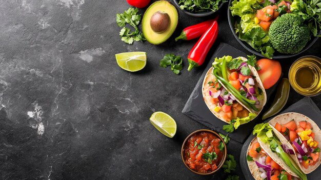 Foto muchos tipos diferentes de comida en la mesa