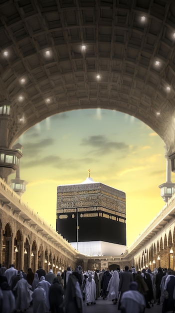 Muçulmanos que fazem o hajj em Makkah Generative Ai