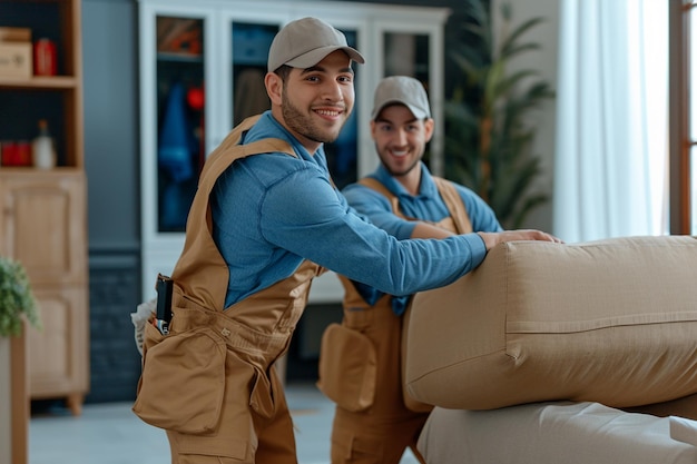 Foto los mudadores están trabajando en estilo bokeh.