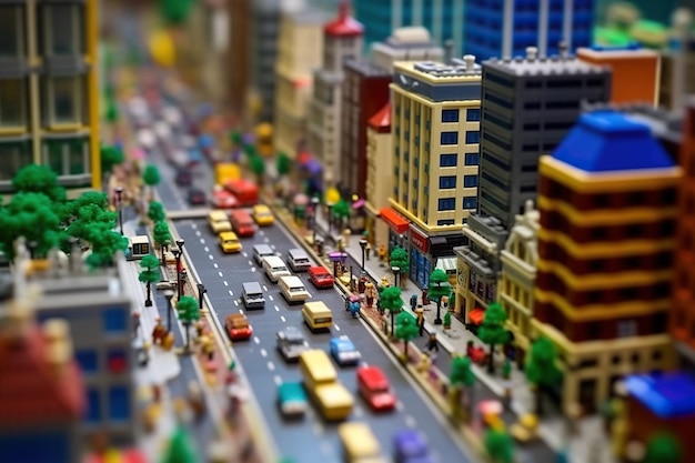 Foto mudança de inclinação da cidade lego ia generativa