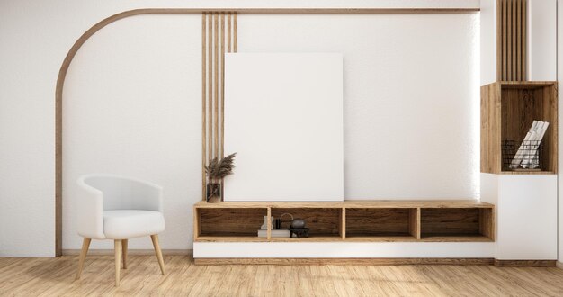 Mueble de televisión en una habitación vacía moderna Diseños minimalistas de estilo zen japonés