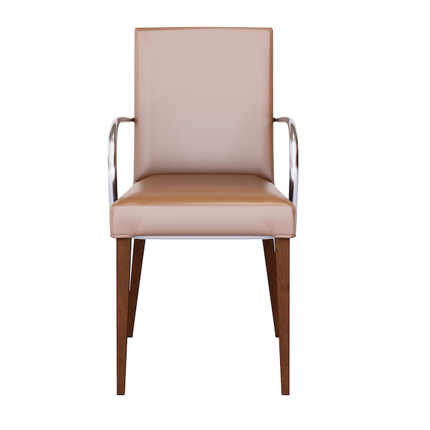 Muebles 3d silla individual de cuero moderno aislado en un diseño de decoración de fondo blanco para cenar