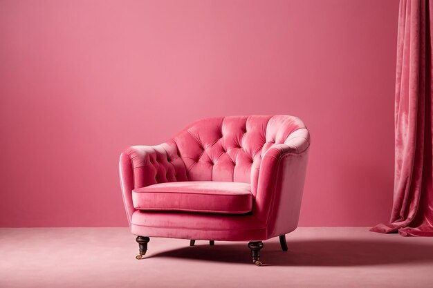 Foto muebles 3d un sillón de tela de terciopelo rosa un sofá individual de ocio aislado en un fondo blanco diseño de decoración para la sala de estar