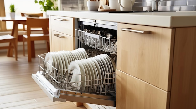 Muebles de cocina con lavador de platos IA generativa