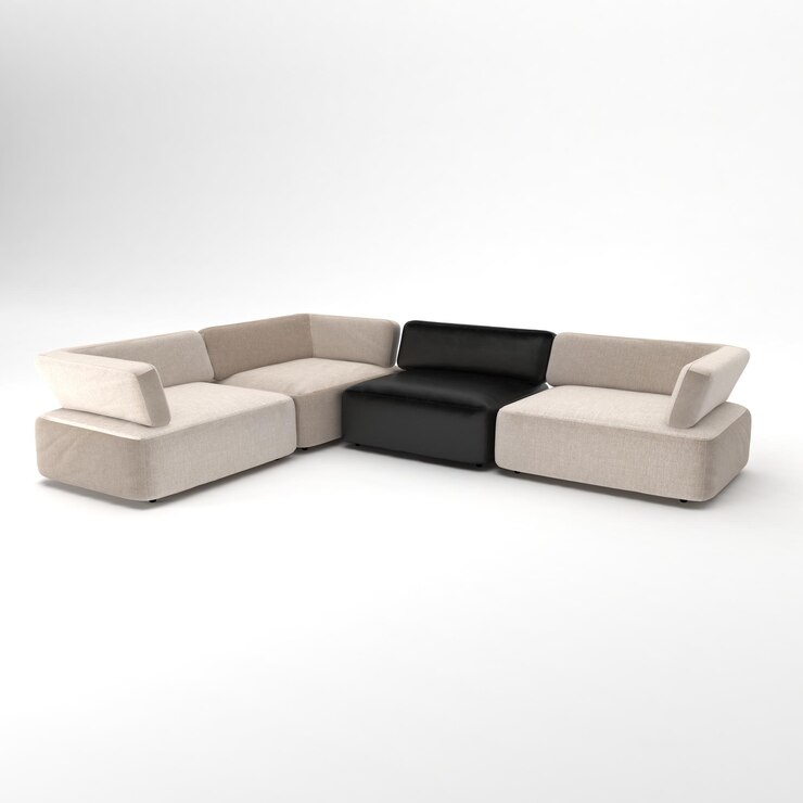 Foto muebles para el interior de la habitación moderna cómodo sofá sobre fondo blanco 3d rendering