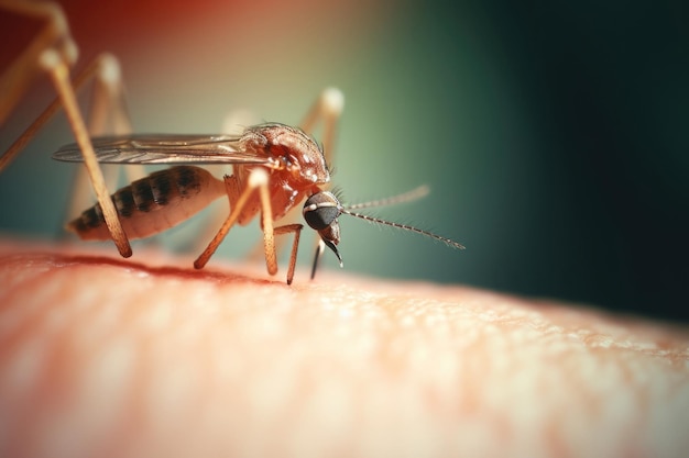 Mücken auf menschlicher Haut Makro-Schuss Malaria-Mücken, die Menschen beißt und Blut trinkt Verbreitung von Malaria und Zika-Virus