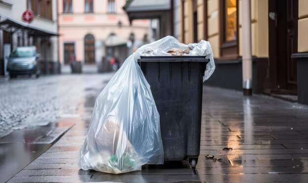 Müll und Müll auf der Straße das Konzept der Sauberkeit