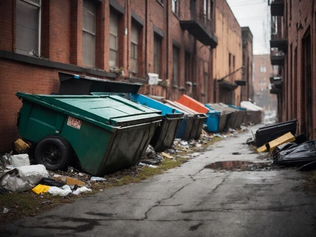 Müllcontainer in der Stadt Konzept der Umweltverschmutzung Generative KI