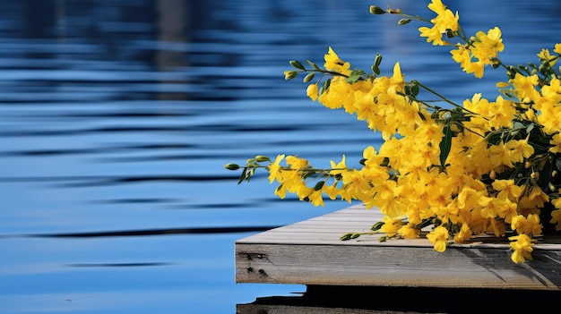 El muelle de agua es amarillo.