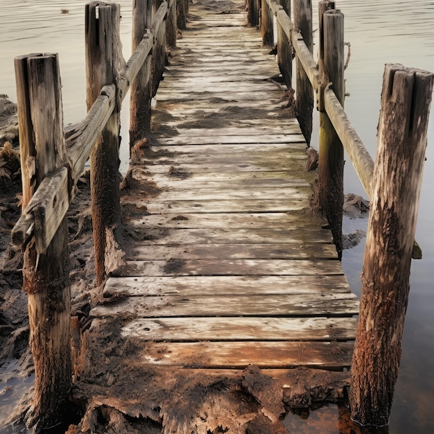 Muelle de madera en descomposición