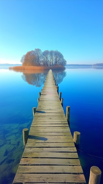 Muelle de madera en el lago