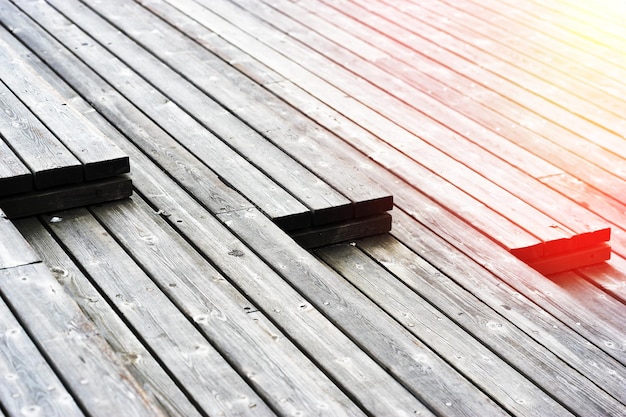 Muelle de madera de oslo con fondo de fuga de luz hd