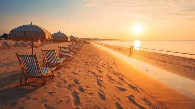 Muelle de madera Playa de Lido di Jesolo en el mar Adriático en un hermoso día de verano Italia IA generativa