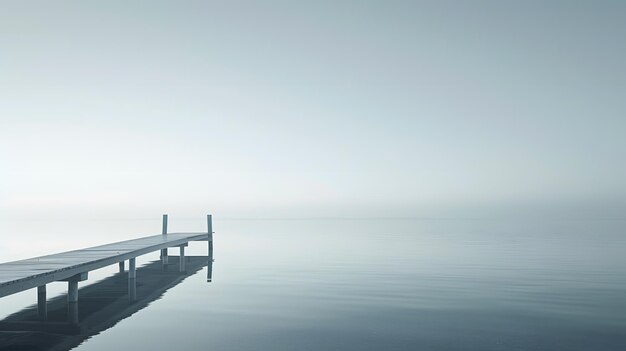 un muelle con un muelle y un fondo de niebla