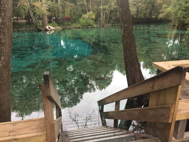 Foto muelle sobre el lago