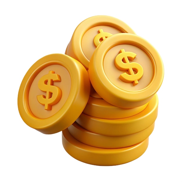 Münz-Dollar-Bündel 3D-Cartoon-Stil-Illustration
