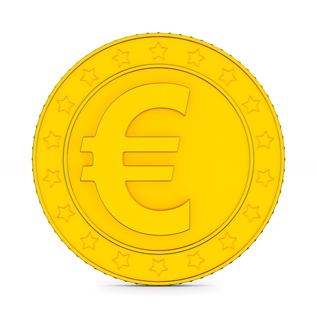 Münze mit Symbol Euro auf weißem Hintergrund. Isolierte 3D-Illustration