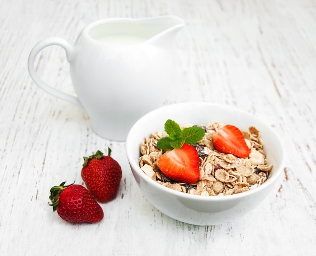 Foto muesli con fresas