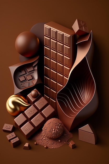 Se muestra una barra de chocolate con la palabra chocolate.