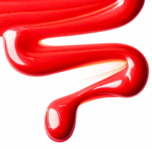 Muestra de belleza y cosméticos textura lápiz labial rojo o brillo de labios mancha cosmética aislada sobre fondo blanco IA generativa