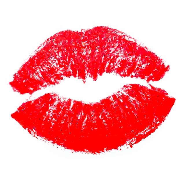 Foto muestra de belleza y textura cosmética muestra de beso de lápiz labial rojo femenino romántico aislado sobre fondo blanco ia generativa