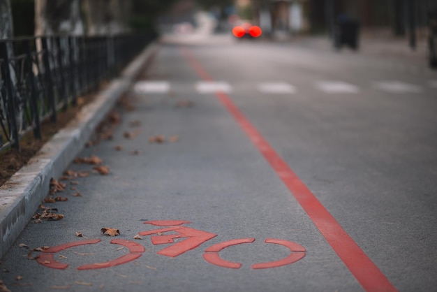 Muestra de la bicicleta en el asfalto