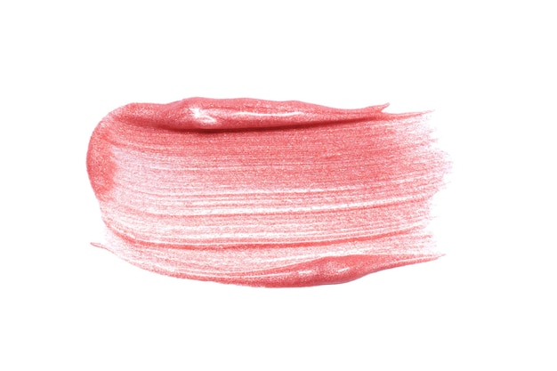 Muestra de brillo de labios aislado en blanco