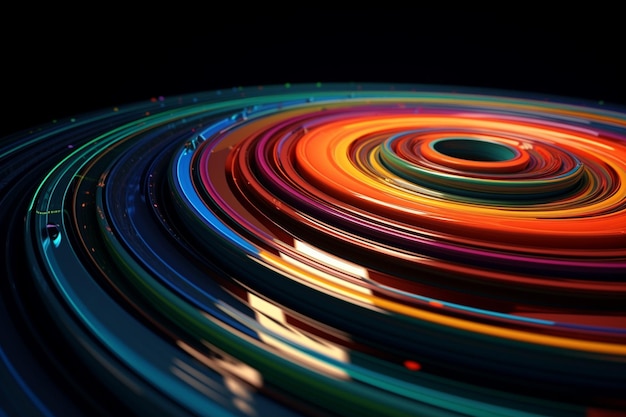 Se muestra una espiral de anillos de colores con la palabra luz en la parte superior.