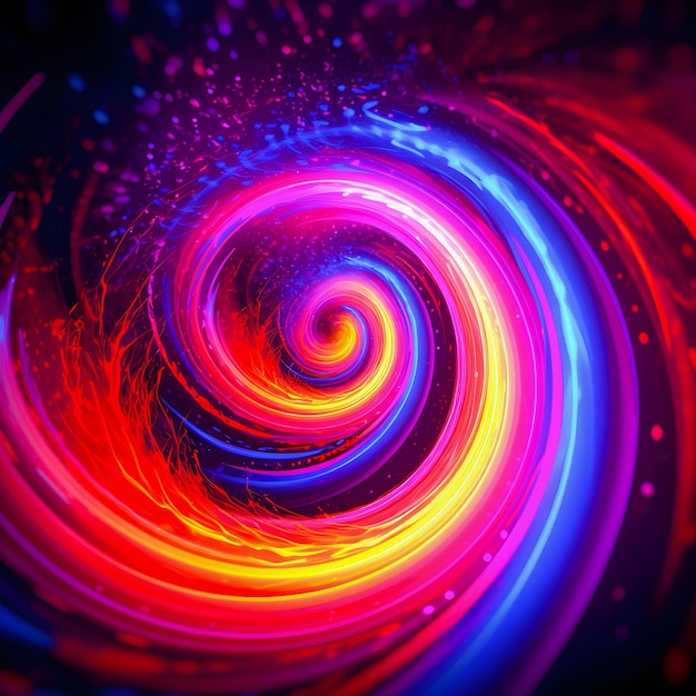 Se muestra una espiral de luces rojas y azules.