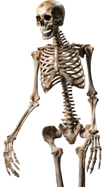Foto se muestra un esqueleto con la parte inferior del esqueleto.