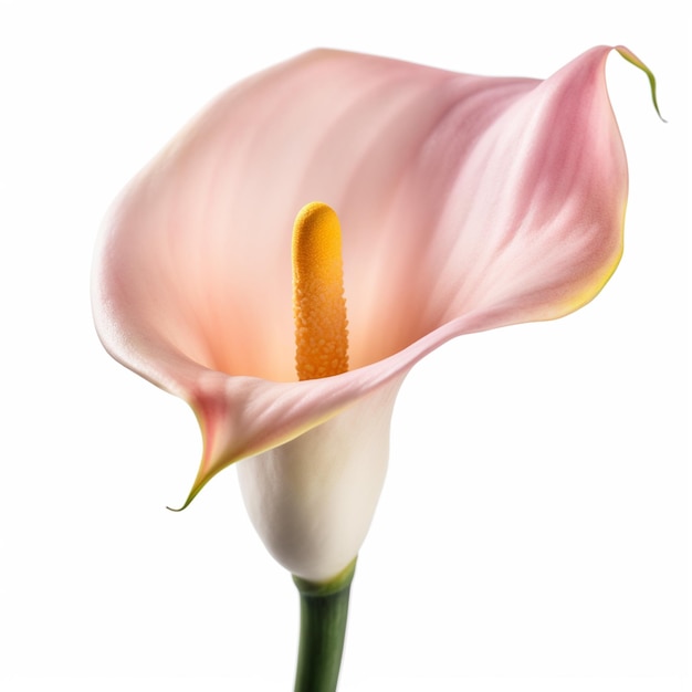 Se muestra una flor rosa con una punta amarilla.