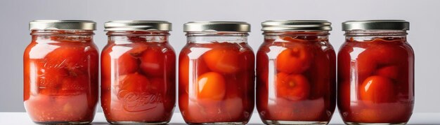 Se muestra un frasco de tomates en escabeche.