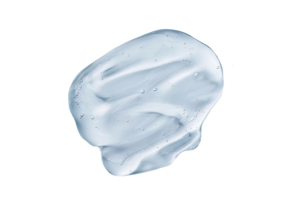 Muestra de gel de suero aislada sobre fondo blanco Textura de suero de gel transparente cosmético